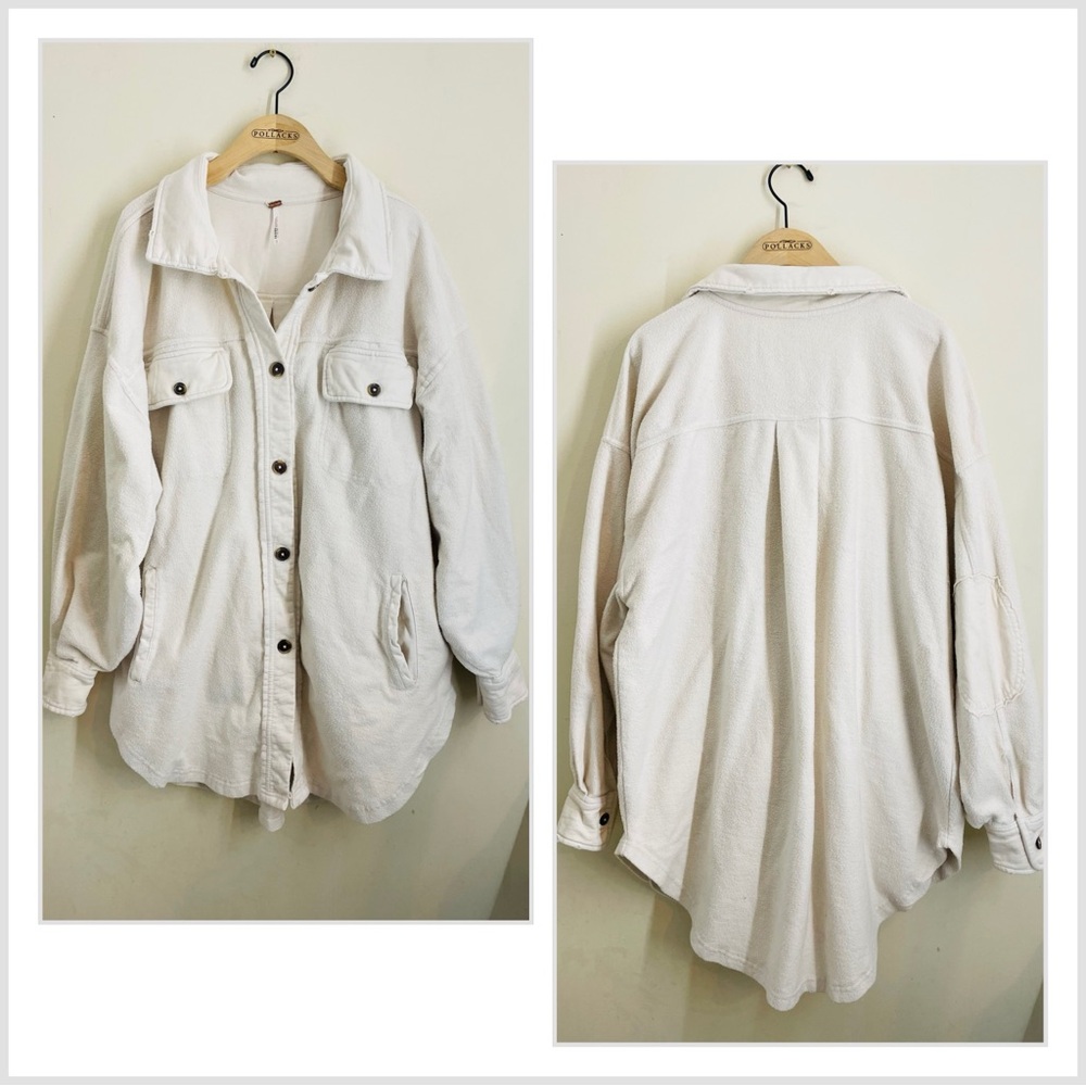 Free People Ruby Cream Button-Up Jacket Shacket size XL